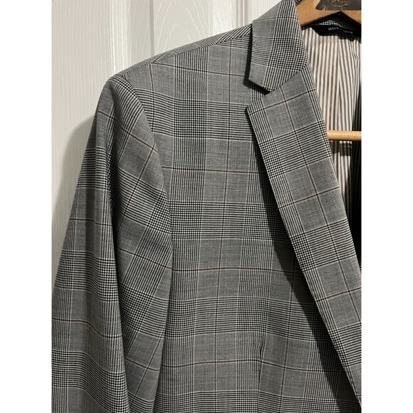 Size-Large Banana Republic Italian Fabric Blazer 44R Gray Windowpane Mens Coat - Picture 7 of 12